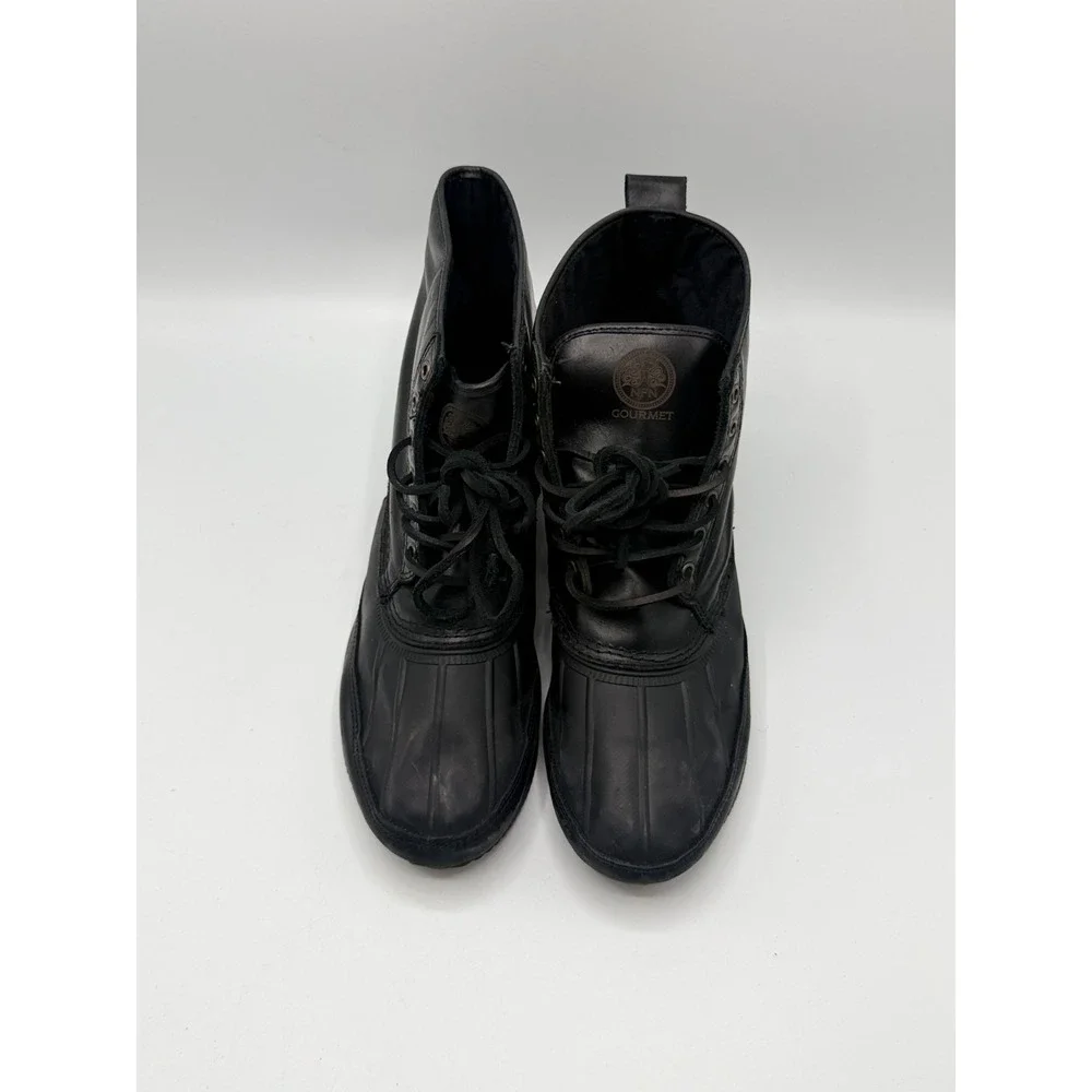 Gourmet The 21 Duck Boot Black Leather Mens Size 12 No Box